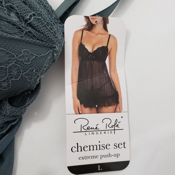 New Rene Rofe Size Large See Through Extreme Push Up Bra Lingerie Babydoll Sage - Picture 1 of 8